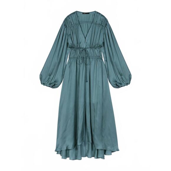 NEW MAJE satin look maxi dress in emerald green - mordernwear.com